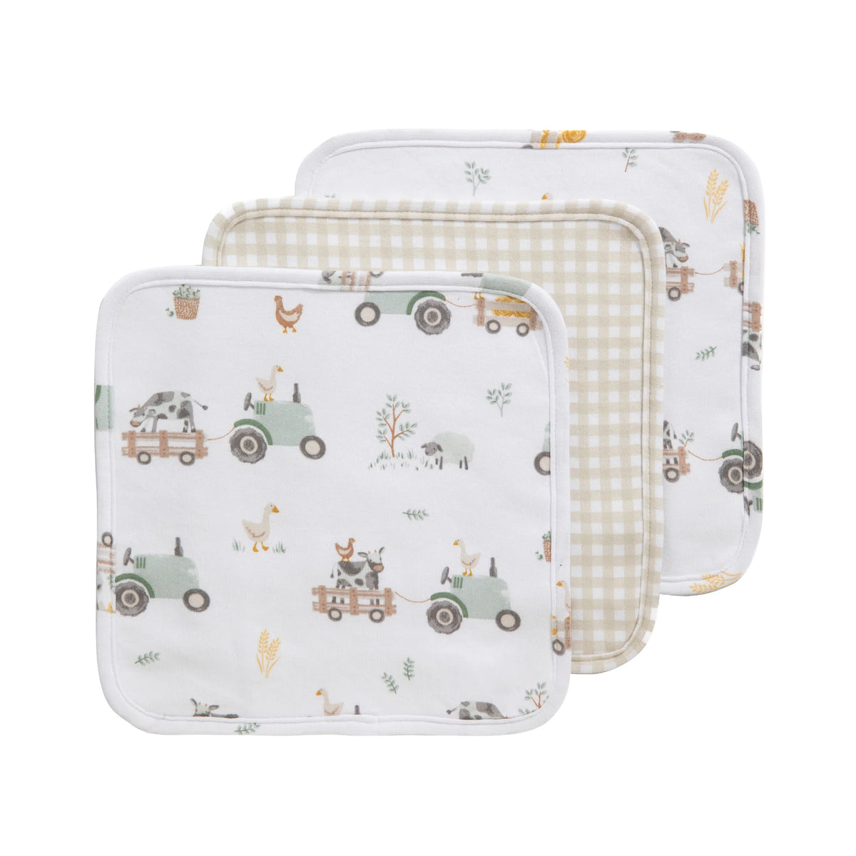 3 Pack Organic Washcloths - Tractor Ride