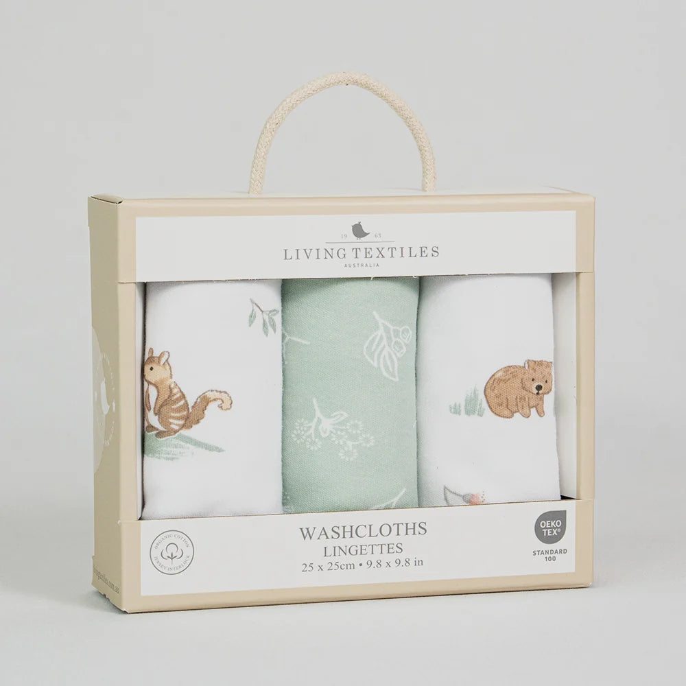 3 Pack Organic Washcloths - Australiana
