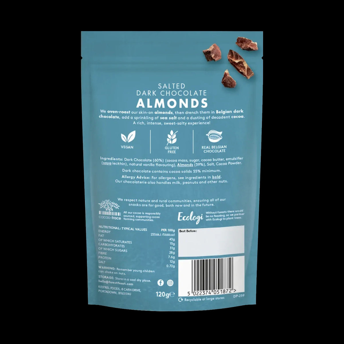Forest Feast Salted Dark Chocolate Almonds 120g