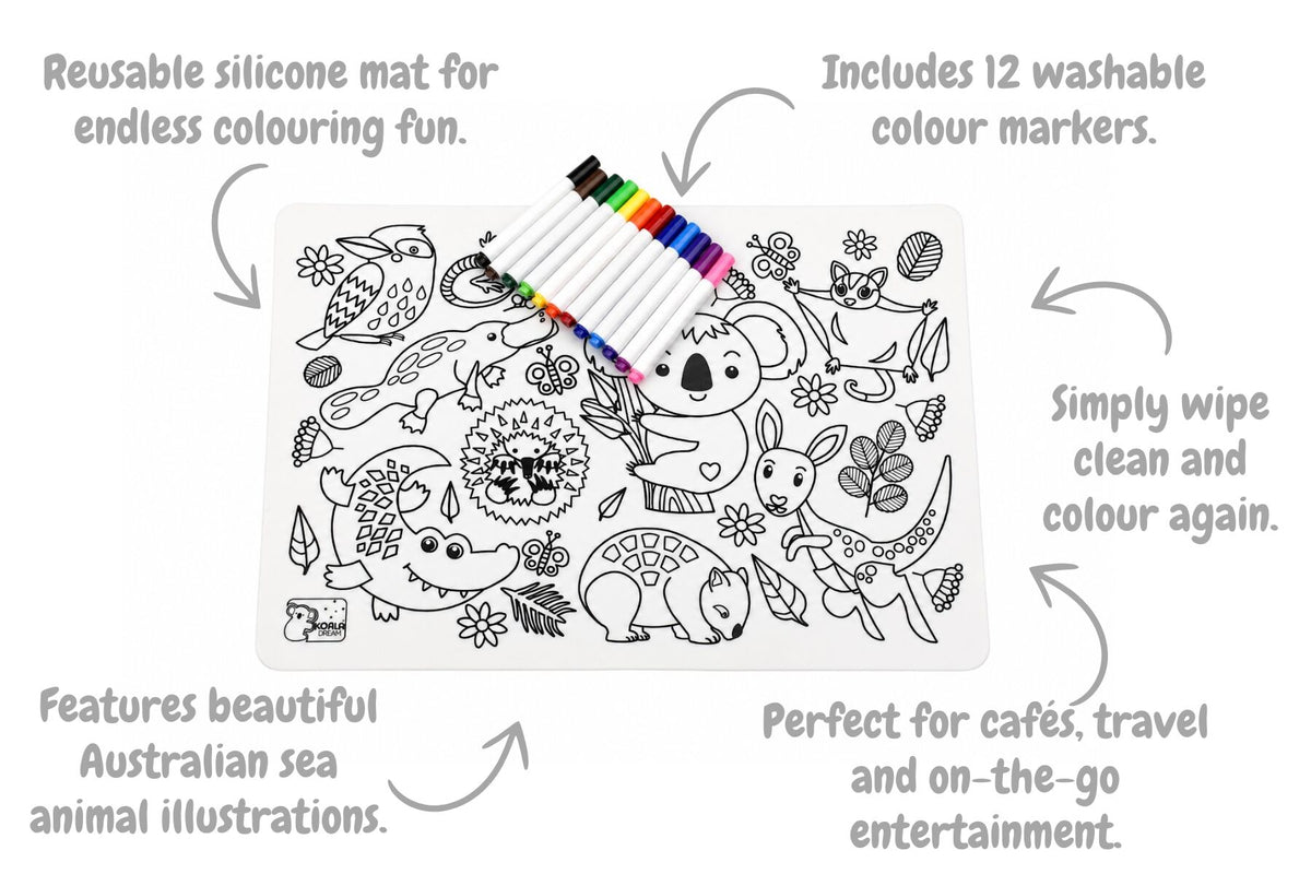 Reusable Silicone Drawing Mat - Australian Animals