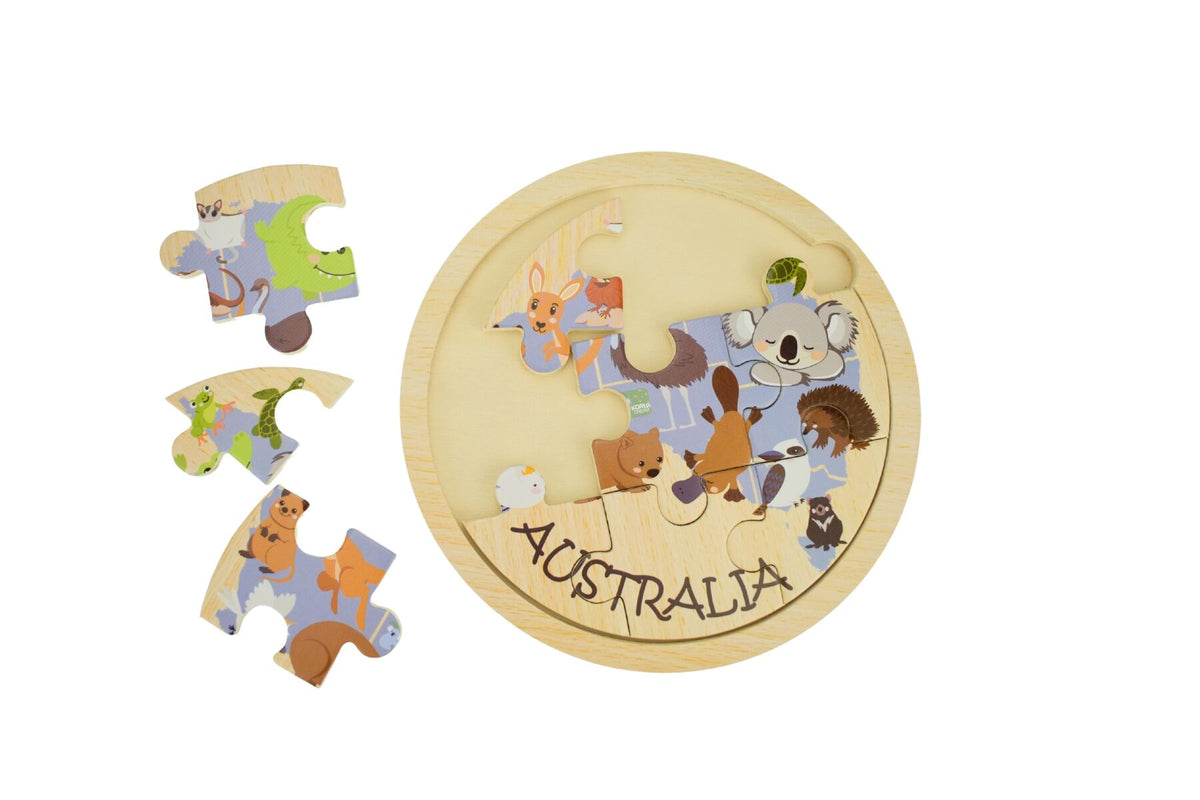Wooden 9pc Jigsaw Puzzle - Australian Animal Map
