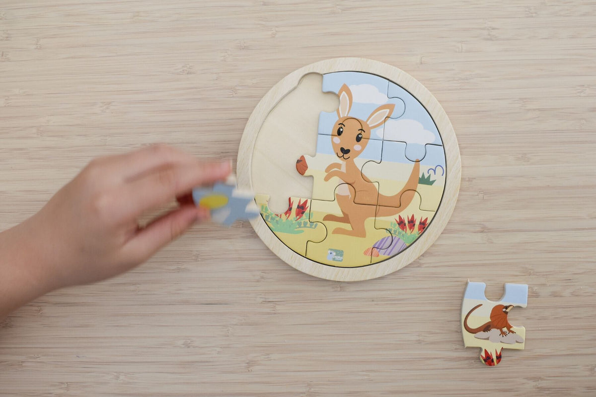 Wooden 9pc Jigsaw Puzzle - Kangaroo