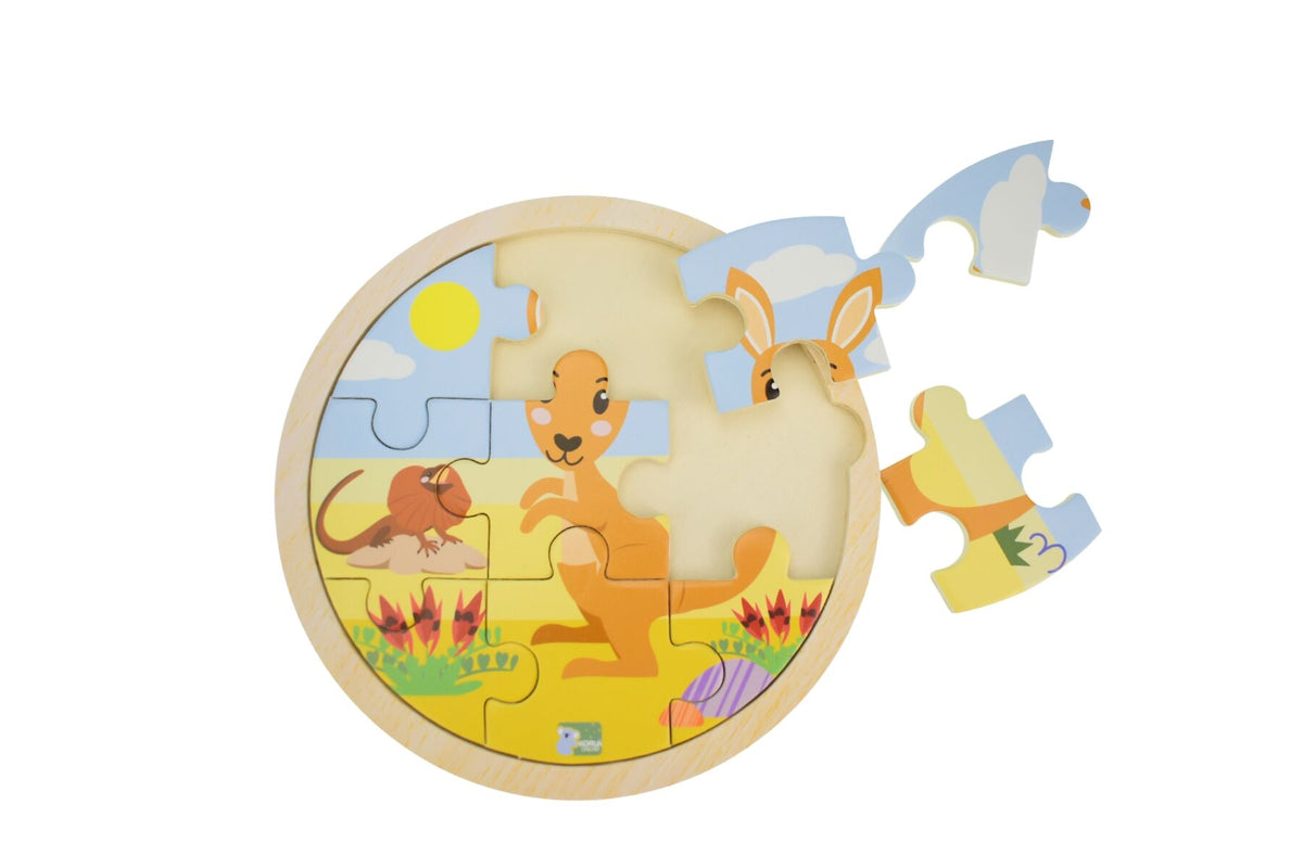 Wooden 9pc Jigsaw Puzzle - Kangaroo