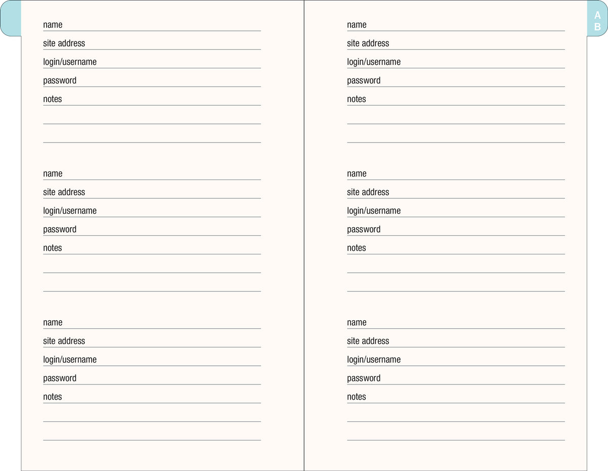 Internet Address & Password Logbook - Blooms & Butterflies