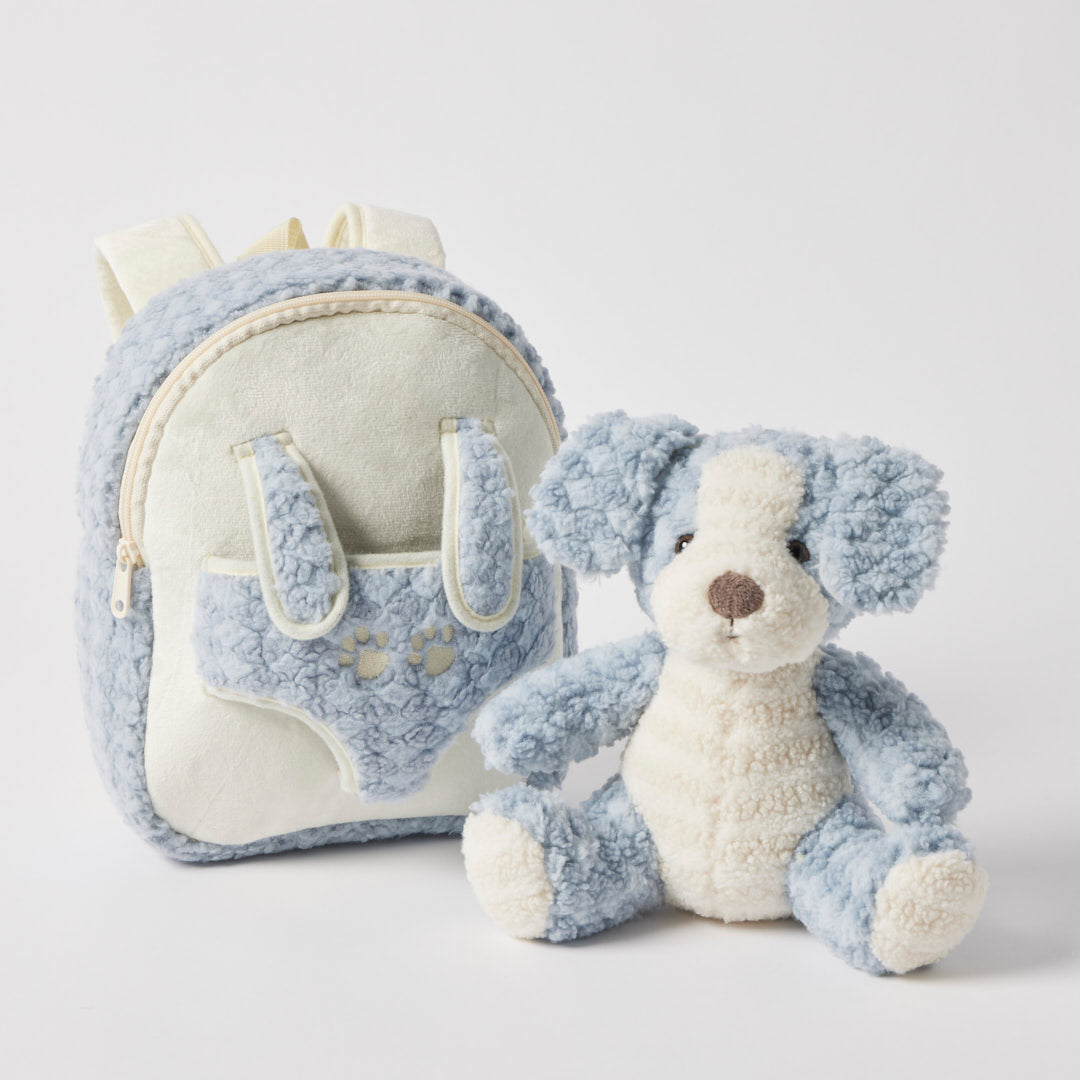 Jiggle & Giggle Plush Puppy Buddy Backpack - Blue