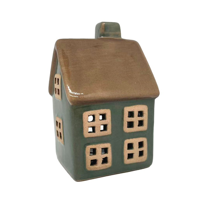 Ceramic Olive Tan Tealight House Small