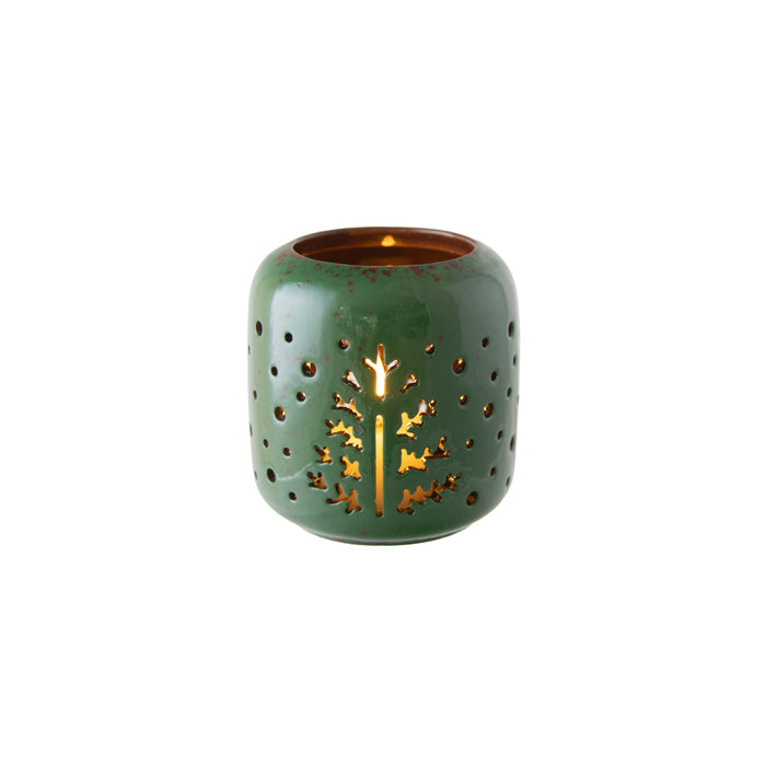 Ceramic Lantern Green Tree Small