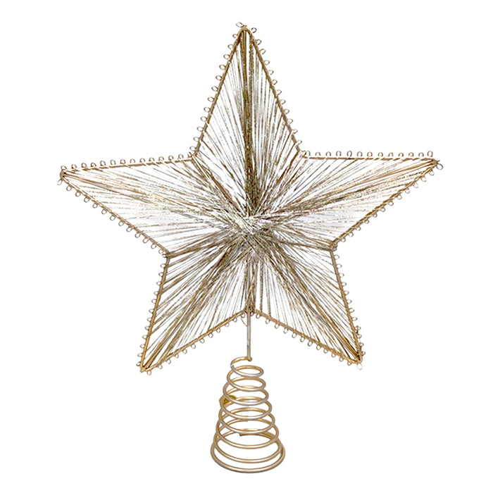 Wire Five Point Star Tree Topper Champagne