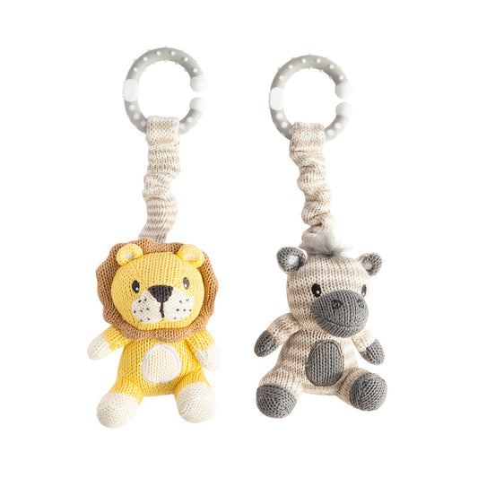 2 Pack Stroller Toys - Zebra & Lion