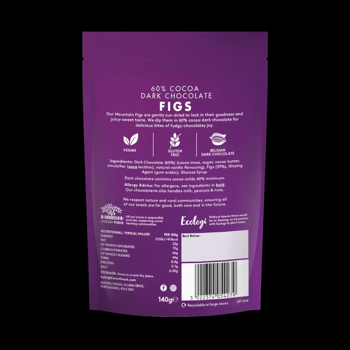 Forest Feast Belgian Dark Chocolate Figs 140g
