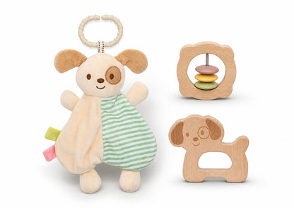 Baby Comforter Rattle Gift Set - Puppy Dog