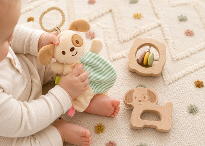 Baby Comforter Rattle Gift Set - Puppy Dog