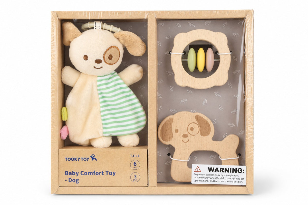 Baby Comforter Rattle Gift Set - Puppy Dog