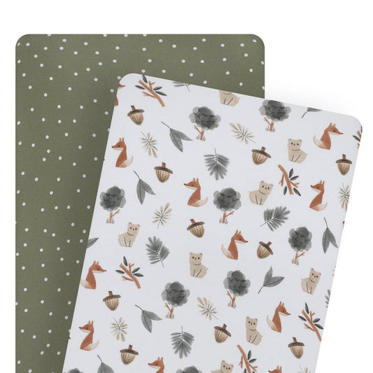 2pk Bedside Sleeper Fitted Sheets - Forest Retreat