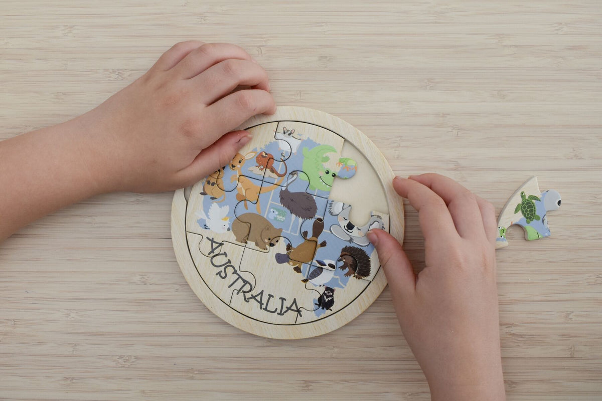 Wooden 9pc Jigsaw Puzzle - Australian Animal Map