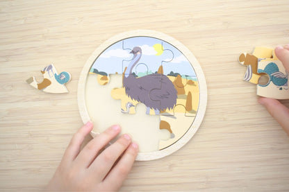 Wooden 9pc Jigsaw Puzzle - Emu