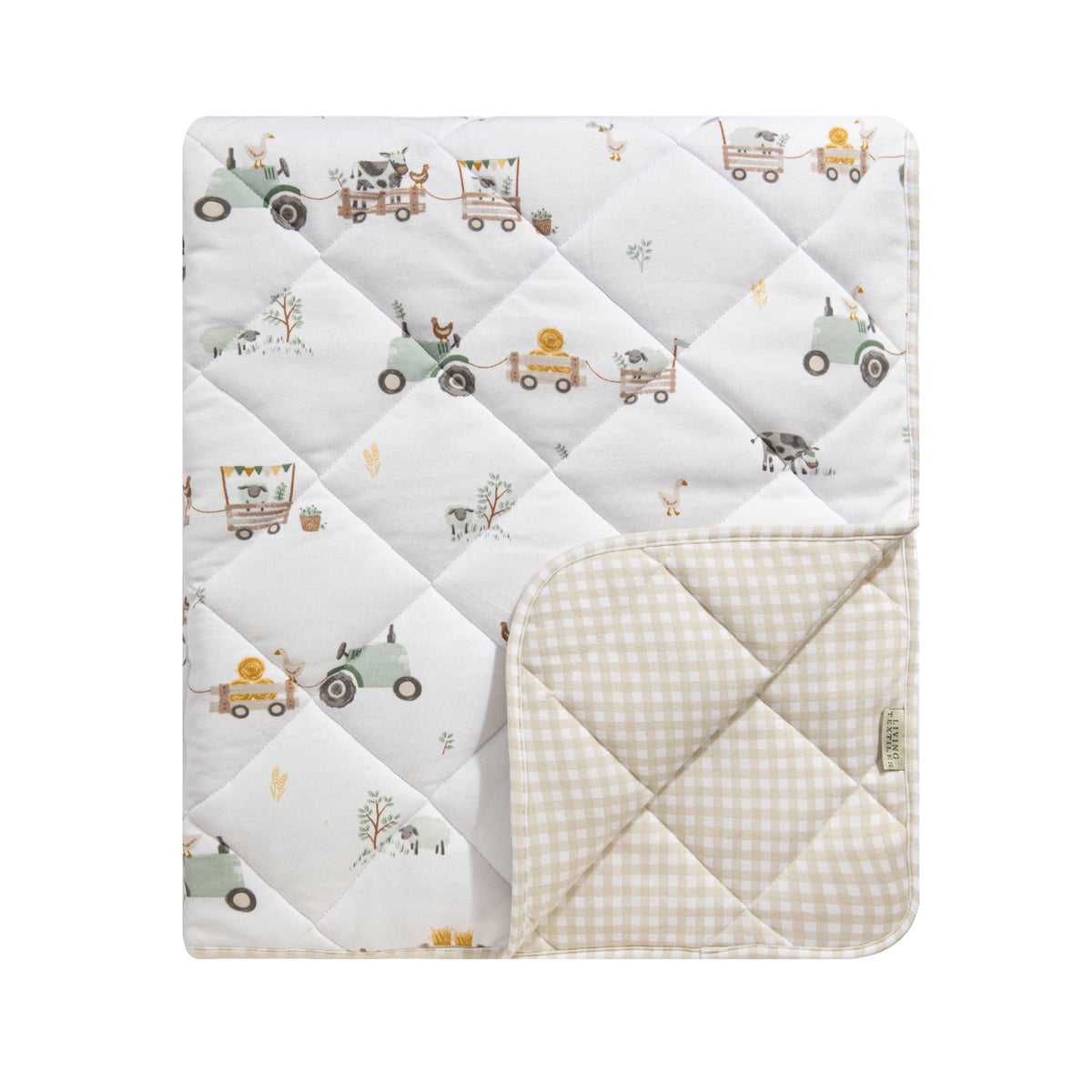 Reversible Quilted Cot Comforter - Tractor Ride