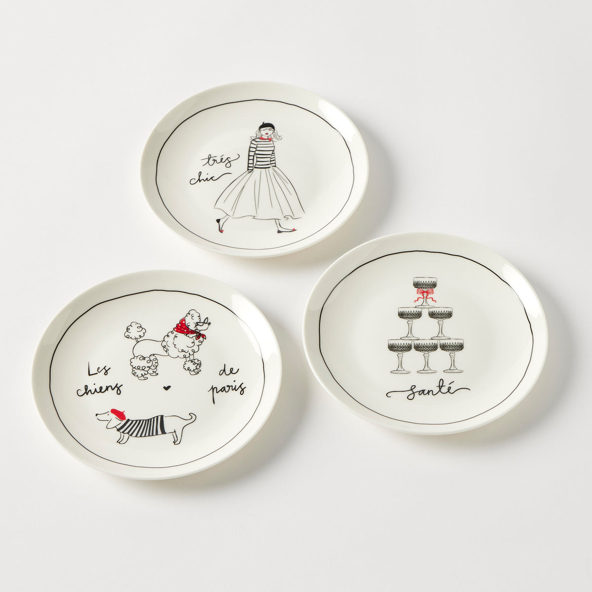 Bistro Blanc Petite Plate 3 Asst Designs