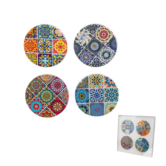 Flicka Ceramic Round Magnet Set 4