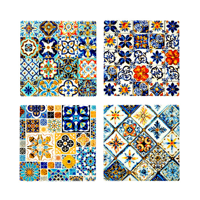 Napoli Ceramic Square Tile Coaster Set of 4