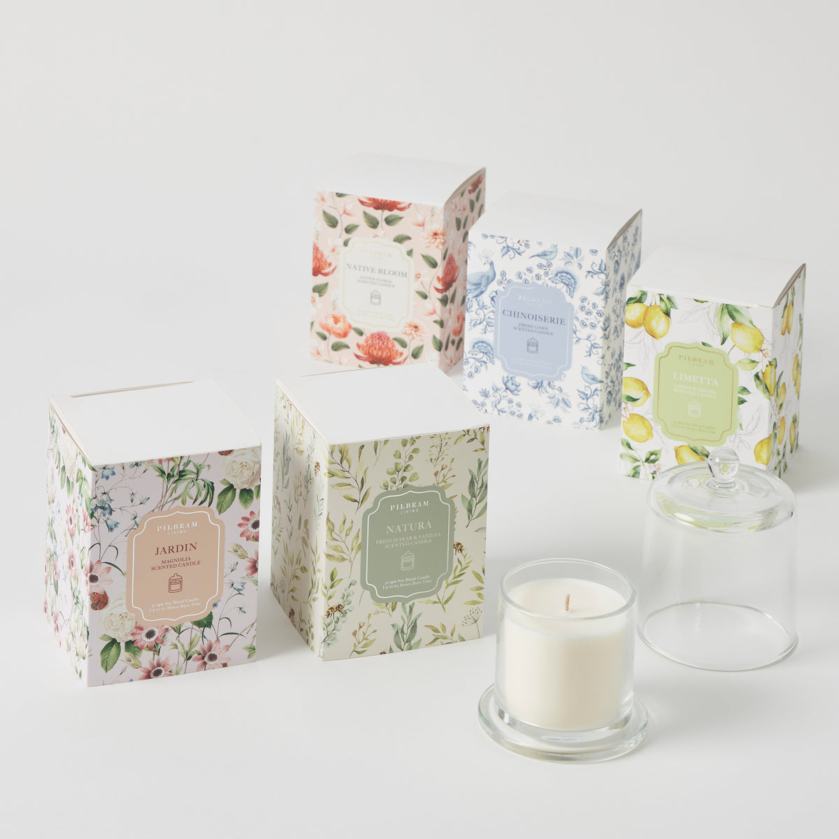 Chinoiserie Glass Cloche Scented Candle - French Linen