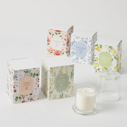 Chinoiserie Glass Cloche Scented Candle - French Linen