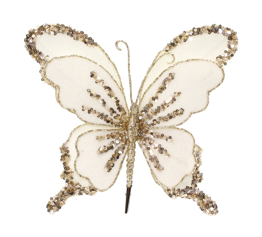 Christiana Butterfly Clip Champagne Ivory 24cm