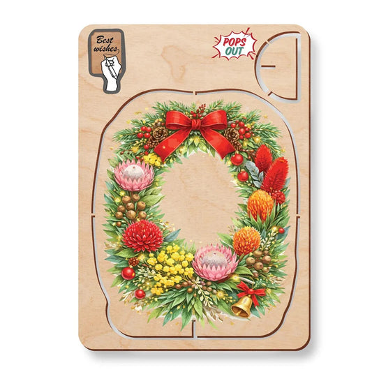 Australian Made Wooden Christmas Card - Australian Natives