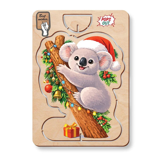 Australian Made Wooden Christmas Card - Koala