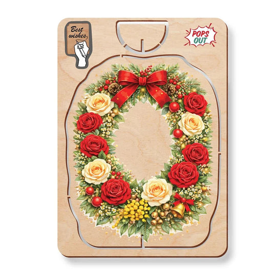 Australian Made Wooden Christmas Card - Roses