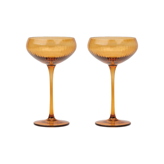 Here's How The Lou Coupe Glass Set of 2 - Amber