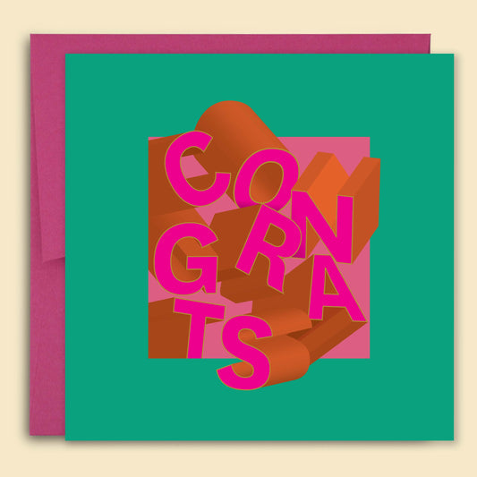 Papernest Dimensional Congrats Hot Pink Card