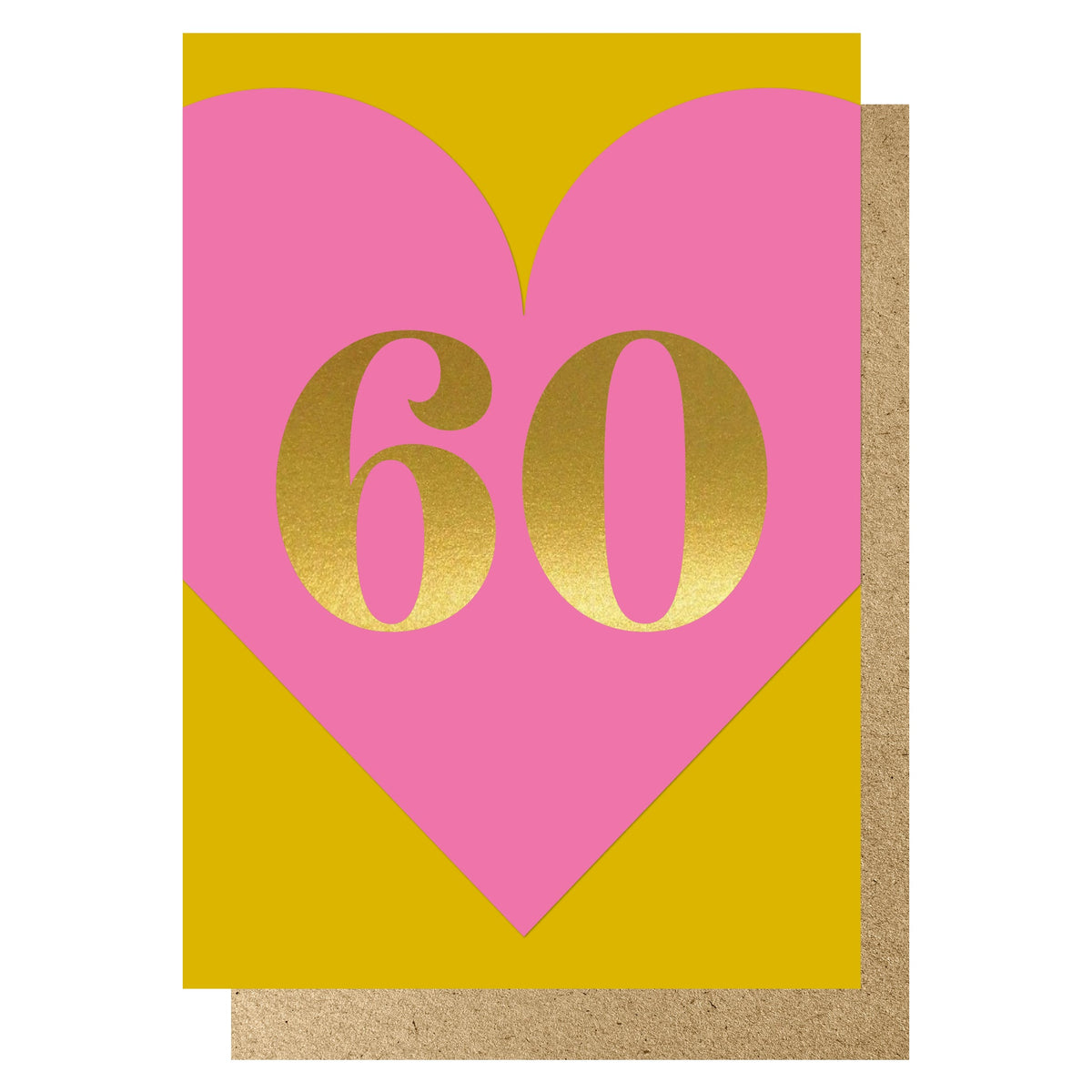Lucky Ink Heart 60 Mustard & Pink Card