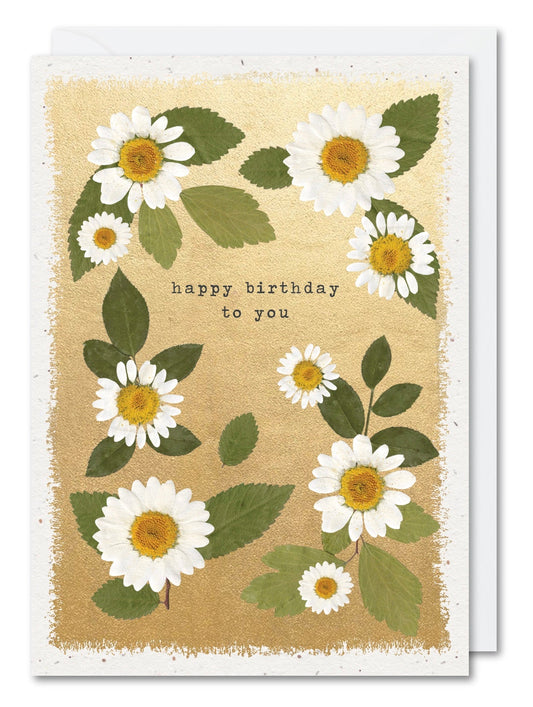 Meraki Daisies Card (Pressed Flowers)