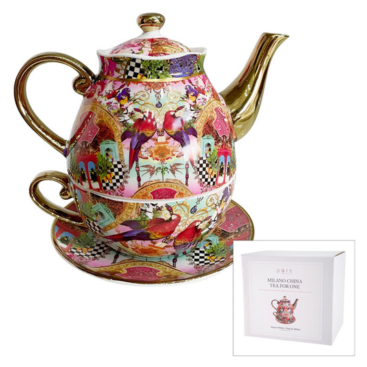 Milano China Tea For One Gold Red Parrot