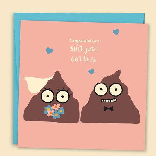 Papernest Congratulations, Shit Just Got Real Wedding Card