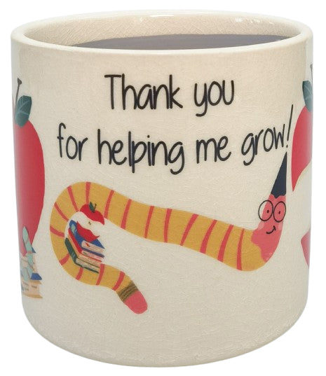 Bookworm Thank You Planter Red 12cm