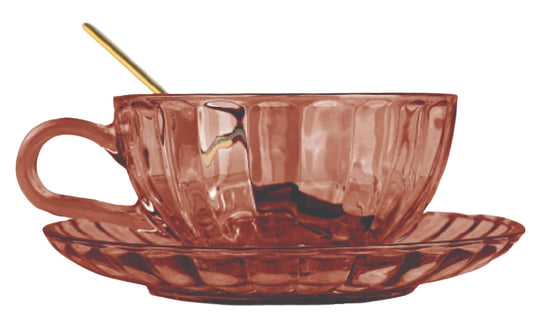 Maisy Glass Tea Cup Set Dusty Rose 14cm