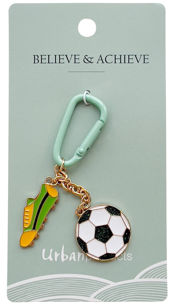 Soccer Keyring with Carabiner Black