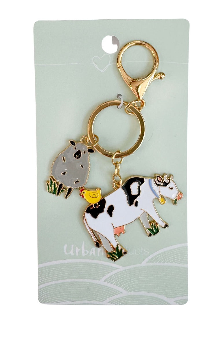 Farmyard Keyring Black & White 12cm