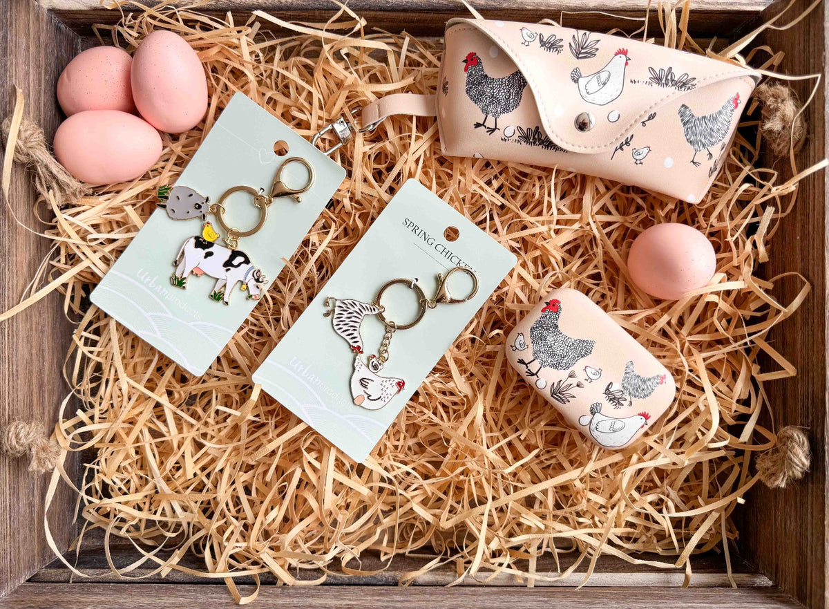 Farmyard Keyring Black & White 12cm