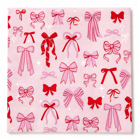 Bow Napkins Pink 33cm Set of 20