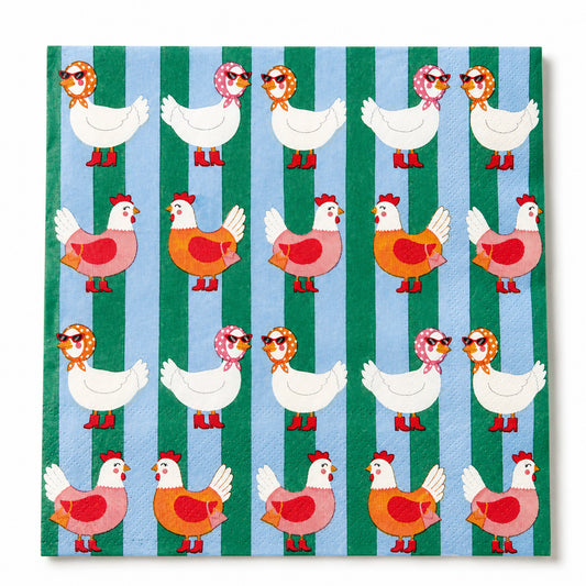 Pop Chicken Napkins Blue 33cm Set of 20