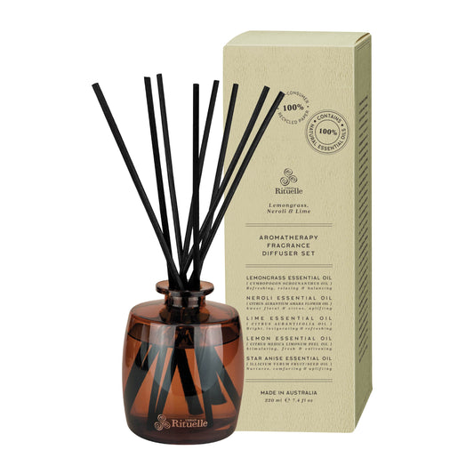 Urban Rituelle Natural Remedy Aromatherapy Diffuser Set 220ml - Lemongrass, Neroli & Lime