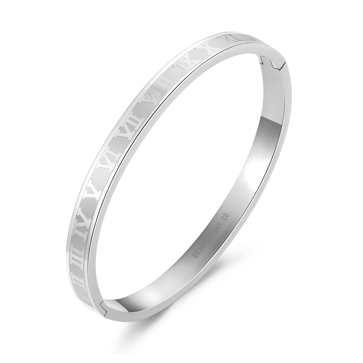 Vogue Bangle Roman Numerals Steel (60mm) hinged clasp
