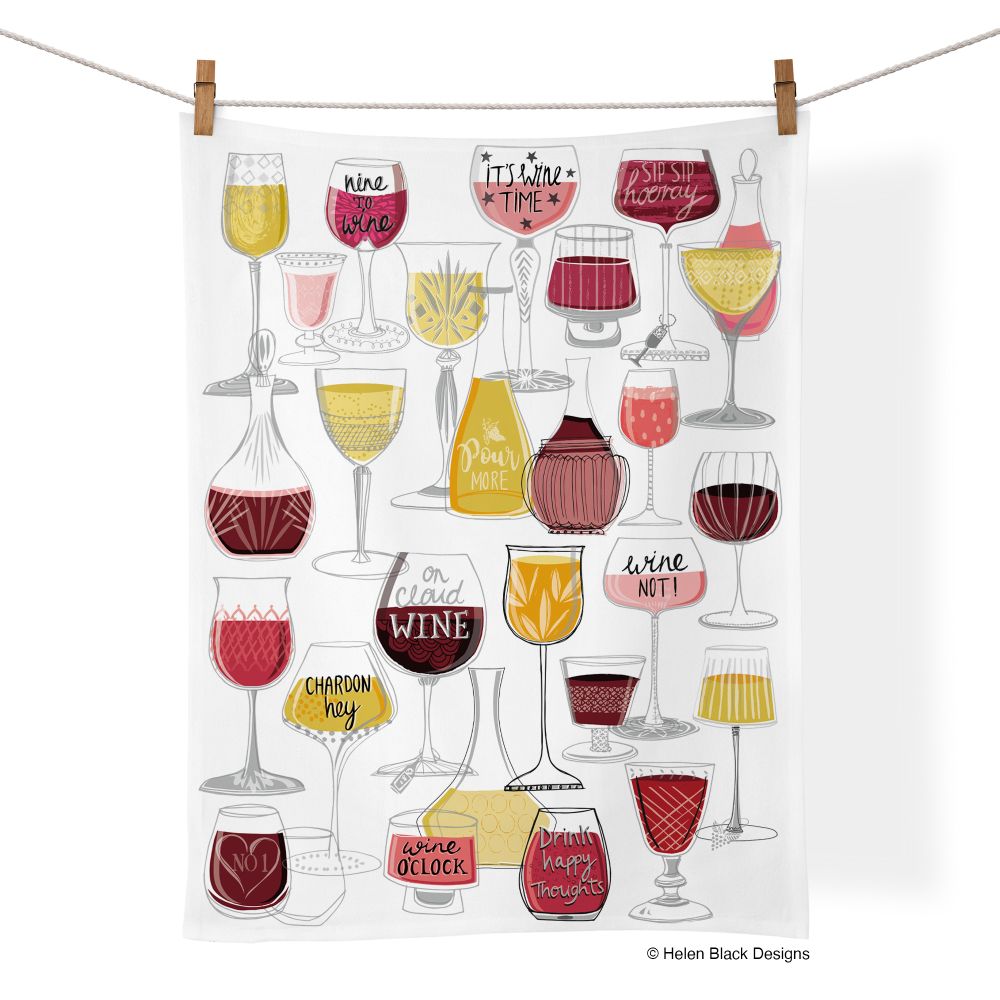 WerkShoppe Cotton Tea Towel - Wine Time