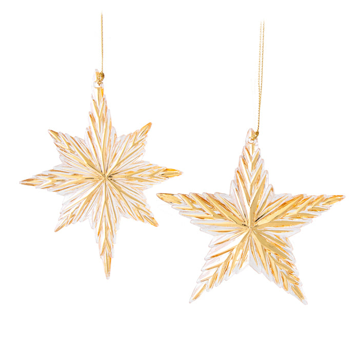 Acrylic Striped Star Dec Gold 2 Assorted