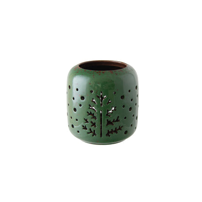 Ceramic Lantern Green Tree Small