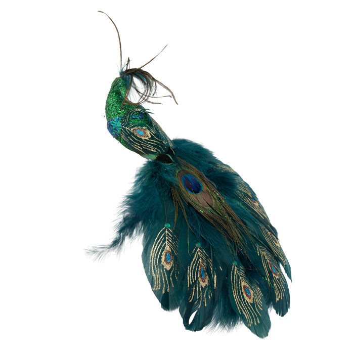 Clip On Peacock Large Green