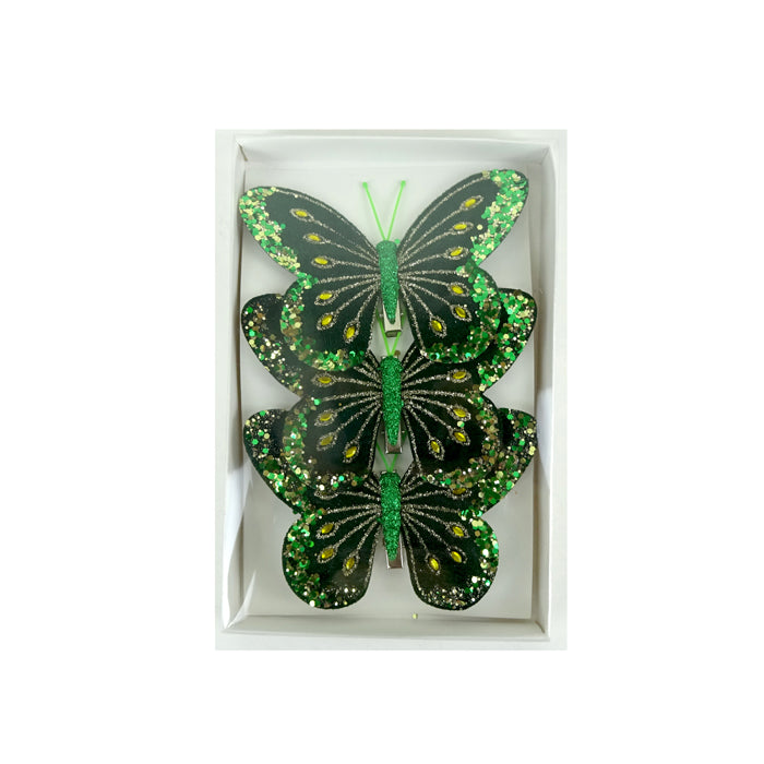 Fabric Butterfly Pk3 Emerald